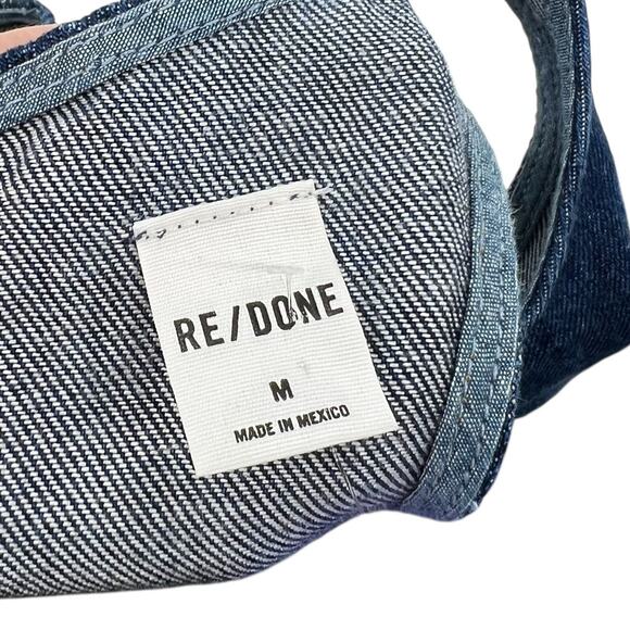 Re/Done Denim Split-Front Racerback Minidress Dress Blue Size Medium - Picture 11 of 14